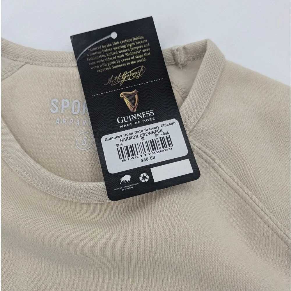 Chicago‎ Stars Crewneck Guinness Open Gate Brewery Size XS Fleece Beige